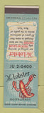 Matchbook Cover - Lobster Restaurant New York City