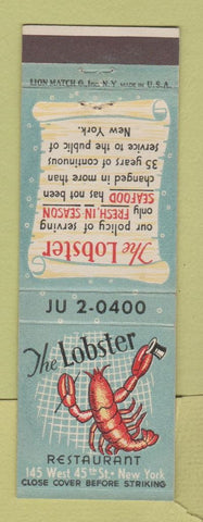 Matchbook Cover - Lobster Restaurant New York City