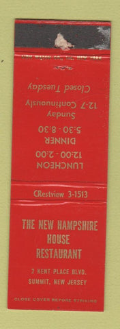 Matchbook Cover - New Hampshire House Restaurant Summit NJ WORN