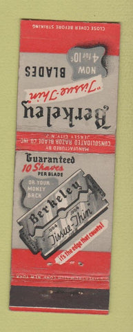 Matchbook Cover - Berkeley Razor Blades Jersey City NJ WEAR