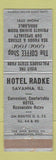 Matchbook Cover - Hotel Radke Savanna IL WEAR