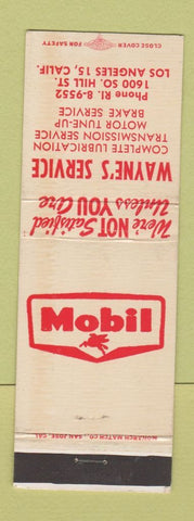 Matchbook Cover - Mobil oil gas Wayne's Los Angeles CA