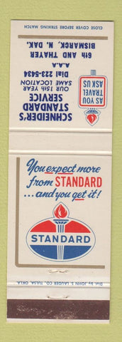Matchbook Cover - Schneider's Standard oil gas Bismarck ND