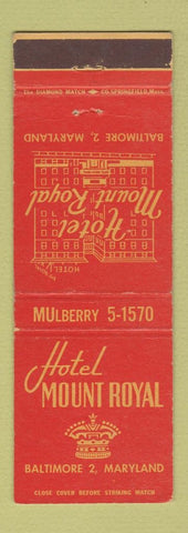Matchbook Cover - Hotel Mount Royal Baltimore MD