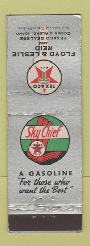 Matchbook Cover - Texaco oil gas Floyd Leslie Coeur D'Alene ID WORN