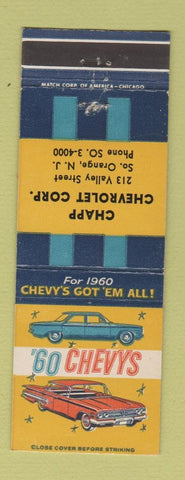 Matchbook Cover - 1960 Chevrolet South Orange NJ Chapp