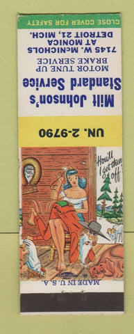 Matchbook Cover - Milt Johnson's Standard oil gas Detroit MI hillbilly