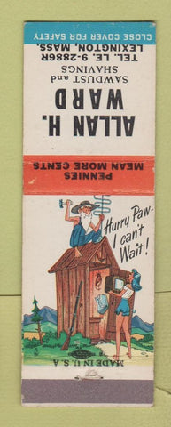 Matchbook Cover - Allan Ward Sawdust and Shavings Lexington MA hillbilly