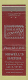 Matchbook Cover - Howell's Cafeteria Harlingen TX RED