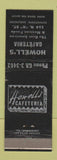 Matchbook Cover - Howell's Cafeteria Harlingen TX BLACK