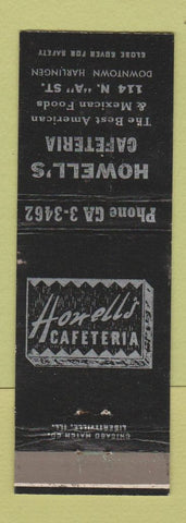 Matchbook Cover - Howell's Cafeteria Harlingen TX BLACK