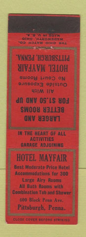 Matchbook Cover - Hotel Mayfair Pittsburgh PA