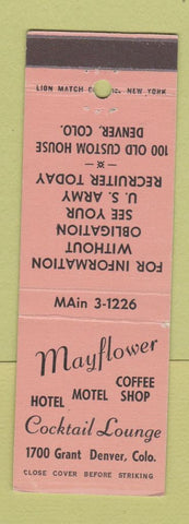 Matchbook Cover - Mayflower Hotel Motel Denver Colorado