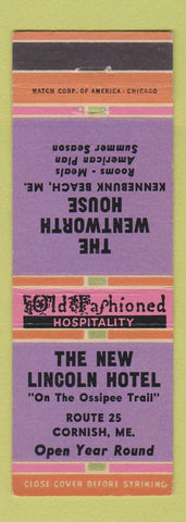 Matchbook Cover - New Lincoln Hotel Cornish ME Kennebunk Beach