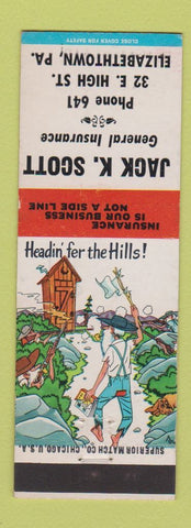 Matchbook Cover - Jack Scott Insurance Elizabethtown PA hillbilly