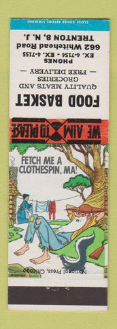 Matchbook Cover - Food Basket Grocery Trenton NJ hillbilly