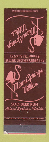 Matchbook Cover - Miami Springs Villas FL flamingo
