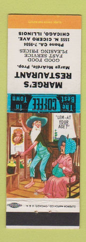 Matchbook Cover - Marge's Restaurant Chicago IL hillbilly