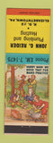 Matchbook Cover - John Reider Plumbing Heating Elizabethtown PA hillbilly