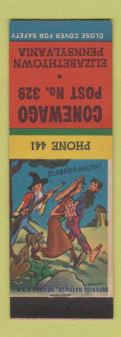 Matchbook Cover - Conewago Post 329 Elizabethtown PA hillbilly American Legion
