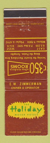 Matchbook Cover - Holiday Motor Hotels Harrisburg PA