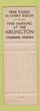 Matchbook Cover - Arlington Hotel Lynchburg VA Mayfair Charlotte NC