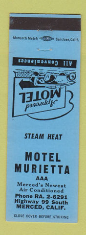 Matchbook Cover - Motel Murietta Merced CA BLUE