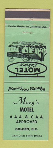 Matchbook Cover - Mary's Motel Golden BC WEAR
