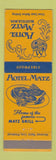 Matchbook Cover - Hotel Matz Bluefield WV
