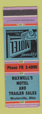 Matchbook Cover - Maxwell's Motel Trailer Sales Westerville OH