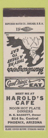 Matchbook Cover - Harold's Cafe Phoenix AZ