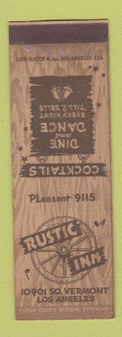 Matchbook Cover - Rustic Inn Los Angeles CA SAMPLE WEAR