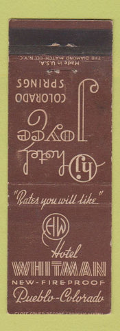 Matchbook Cover - Hotel Joyce Colorado Springs Whitman Pueblo