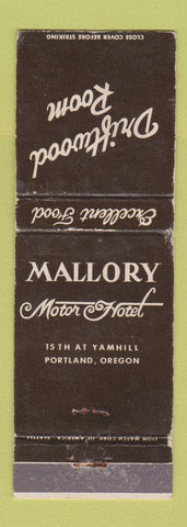 Matchbook Cover - Mallory Motor Hotel Portland OR WORN
