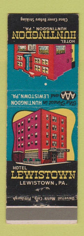 Matchbook Cover - Hotels Huntingdon Lewistown PA