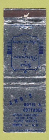 Matchbook Cover - Ann's Hotel Cottages Perth NB WEAR