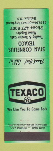 Matchbook Cover - Stan Cornelius Texaco oil gas Halifax NS