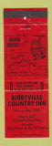 Matchbook Cover - Kirbyville Country Inn PA RED