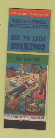 Matchbook Cover - Conewago Post 329 Elizabethtown PA hillbilly American Legion