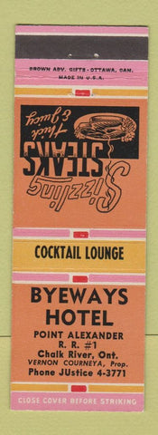 Matchbook Cover - Byeways Hotel Chalk River ON