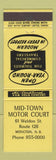 Matchbook Cover - Mid Town Motor Court Moncton NB