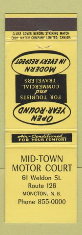 Matchbook Cover - Mid Town Motor Court Moncton NB