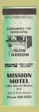 Matchbook Cover - Mission Motel Mission BC WEAR