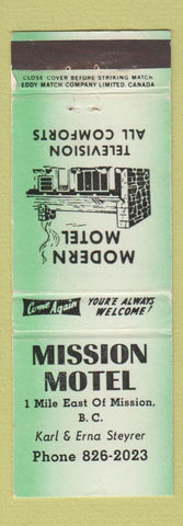 Matchbook Cover - Mission Motel Mission BC WEAR