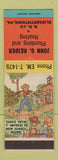 Matchbook Cover - John Reider Plumbing Heating Elizabethtown PA hillbilly
