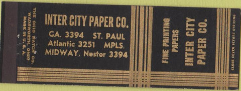 Matchbook Cover - Inter City Paper Co St Paul MN