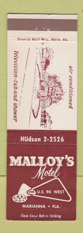 Matchbook Cover - Malloy's Motel Marianna FL