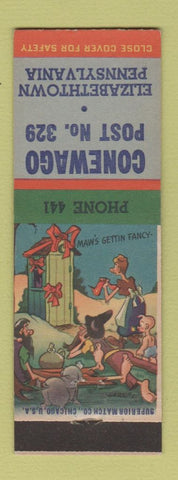 Matchbook Cover - Conewago Post 329 Elizabethtown PA hillbilly American Legion