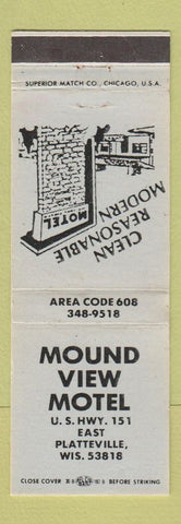 Matchbook Cover - Mound View Motel Platteville WI WEAR