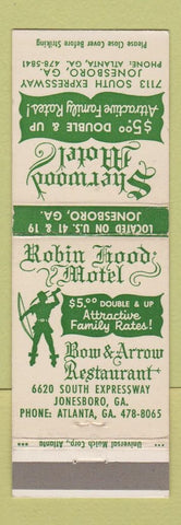 Matchbook Cover - Robin Hood Motel Jonesboro GA
